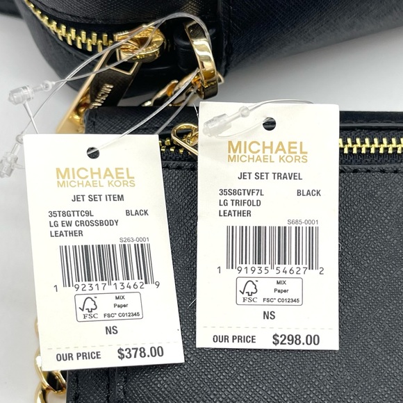 Michael Kors EW Large Crossbody Bag & Trifold Wallet Black - Picture 10 of 10